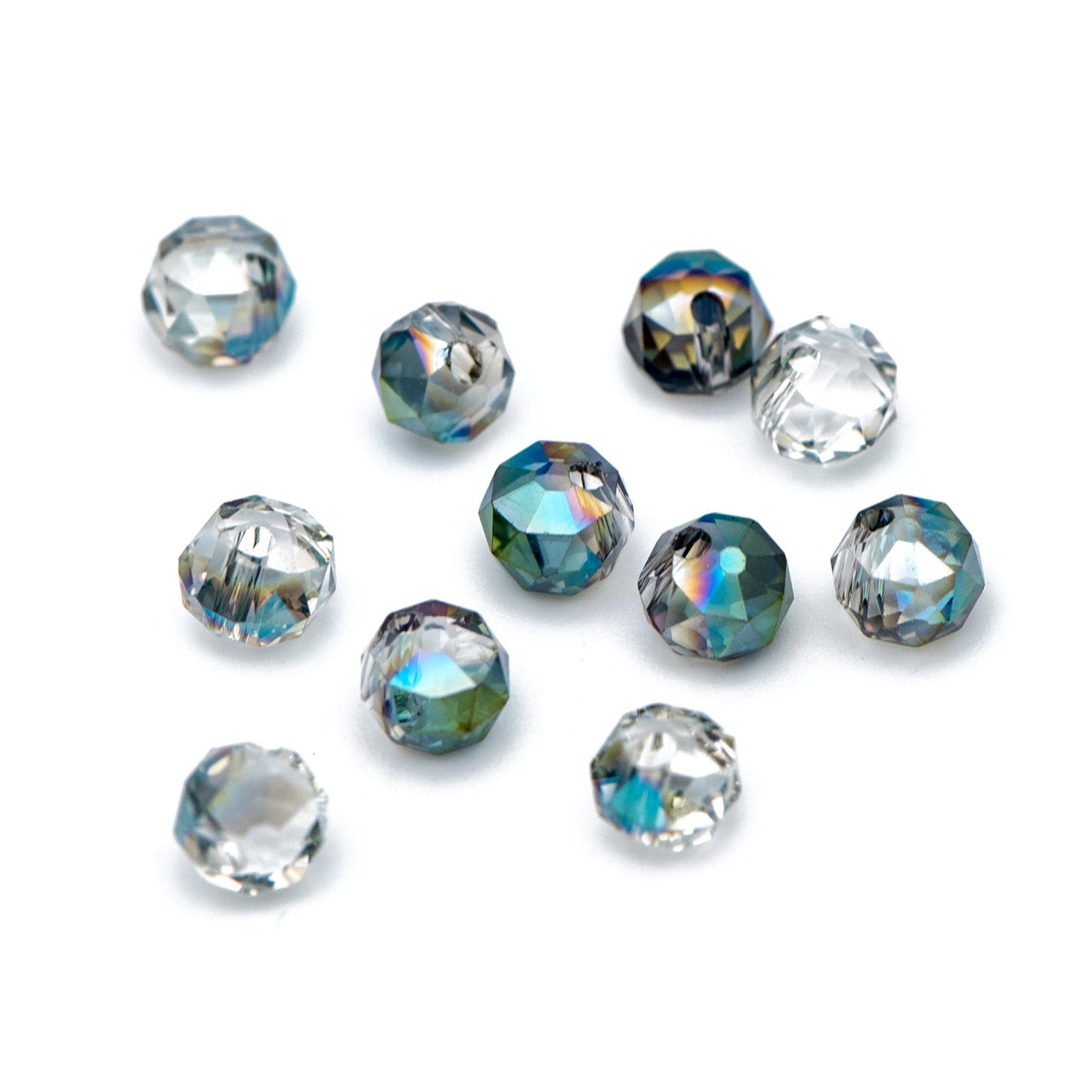 95pcs Faceted Rondelle Glass Beads, Side Drilled, 6mm Button beads (#TS-96)