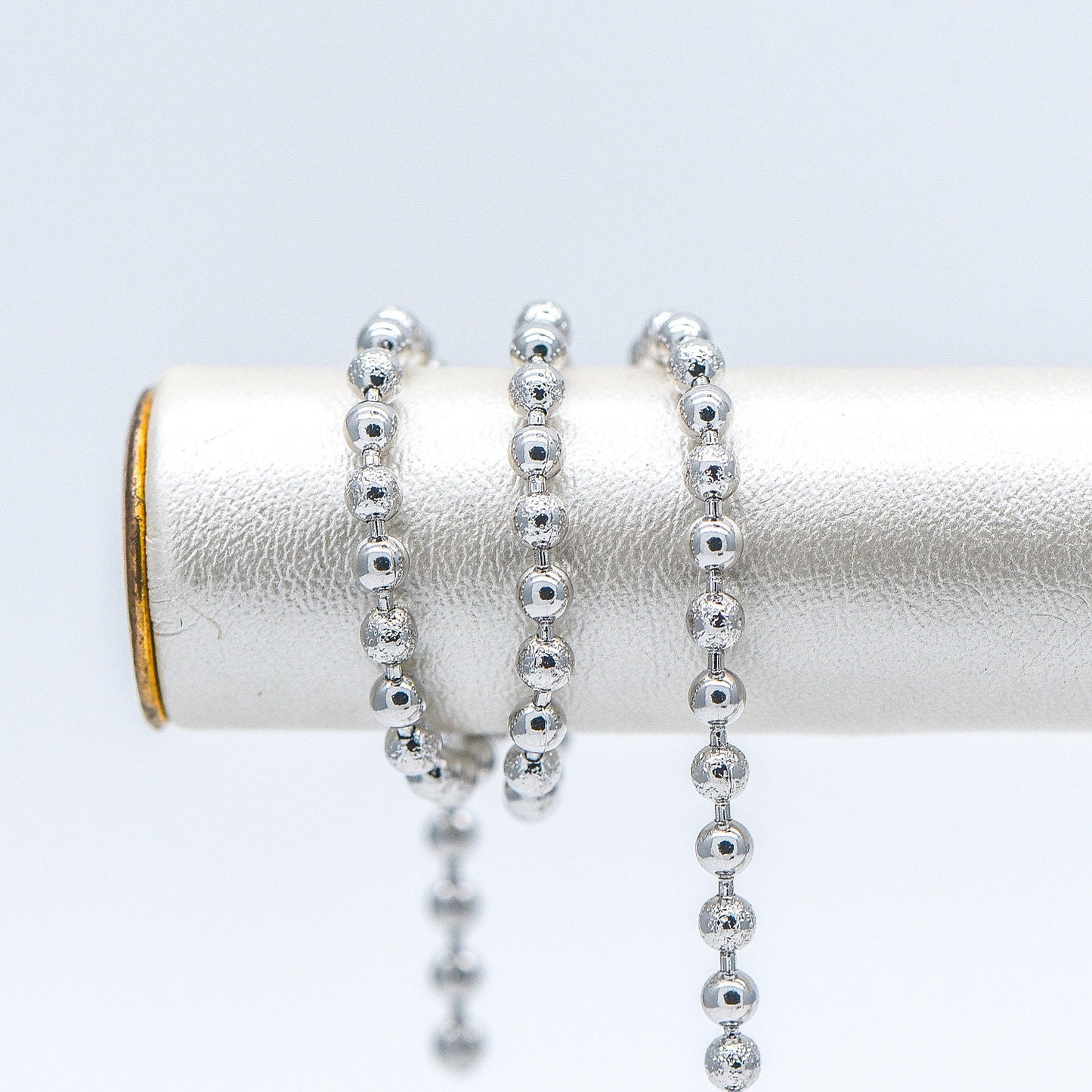 Silver tone Ball Chains 2.5mm, Matte/ Smooth Round Beaded Chain, Necklace Chain Wholesale (#LK-236-2)/ 1 Meter=3.3 ft