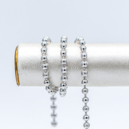 Silver tone Ball Chains 2.5mm, Matte/ Smooth Round Beaded Chain, Necklace Chain Wholesale (#LK-236-2)/ 1 Meter=3.3 ft