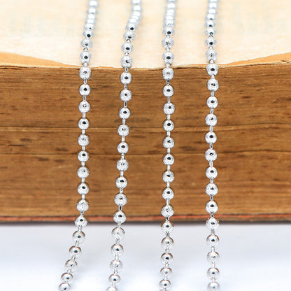 Silver tone Ball Chains 2.5mm, Matte/ Smooth Round Beaded Chain, Necklace Chain Wholesale (#LK-236-2)/ 1 Meter=3.3 ft