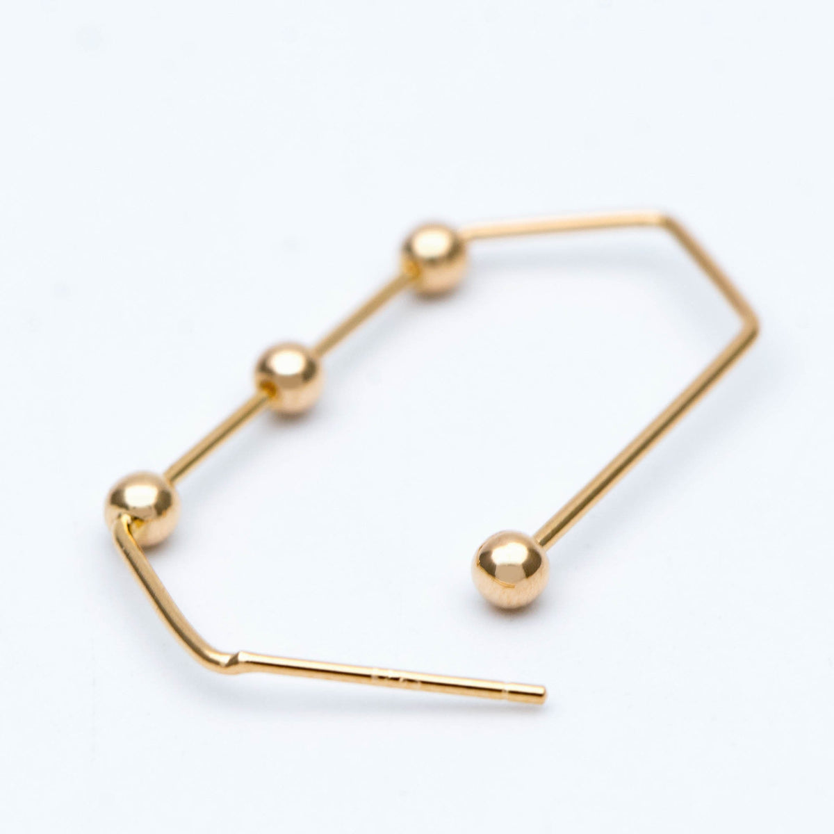 10pcs Gold Earring Hooks 34x17mm, Stud Earring Posts with Beads, Geometric Ear Wire Components (GB-677)