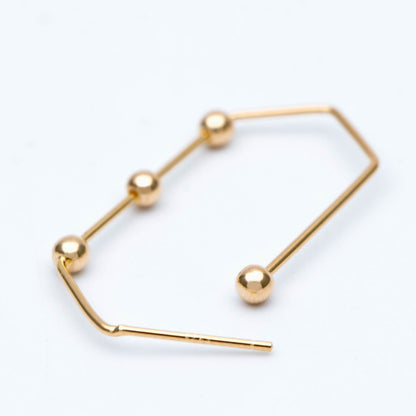 10pcs Gold Earring Hooks 34x17mm, Stud Earring Posts with Beads, Geometric Ear Wire Components (GB-677)