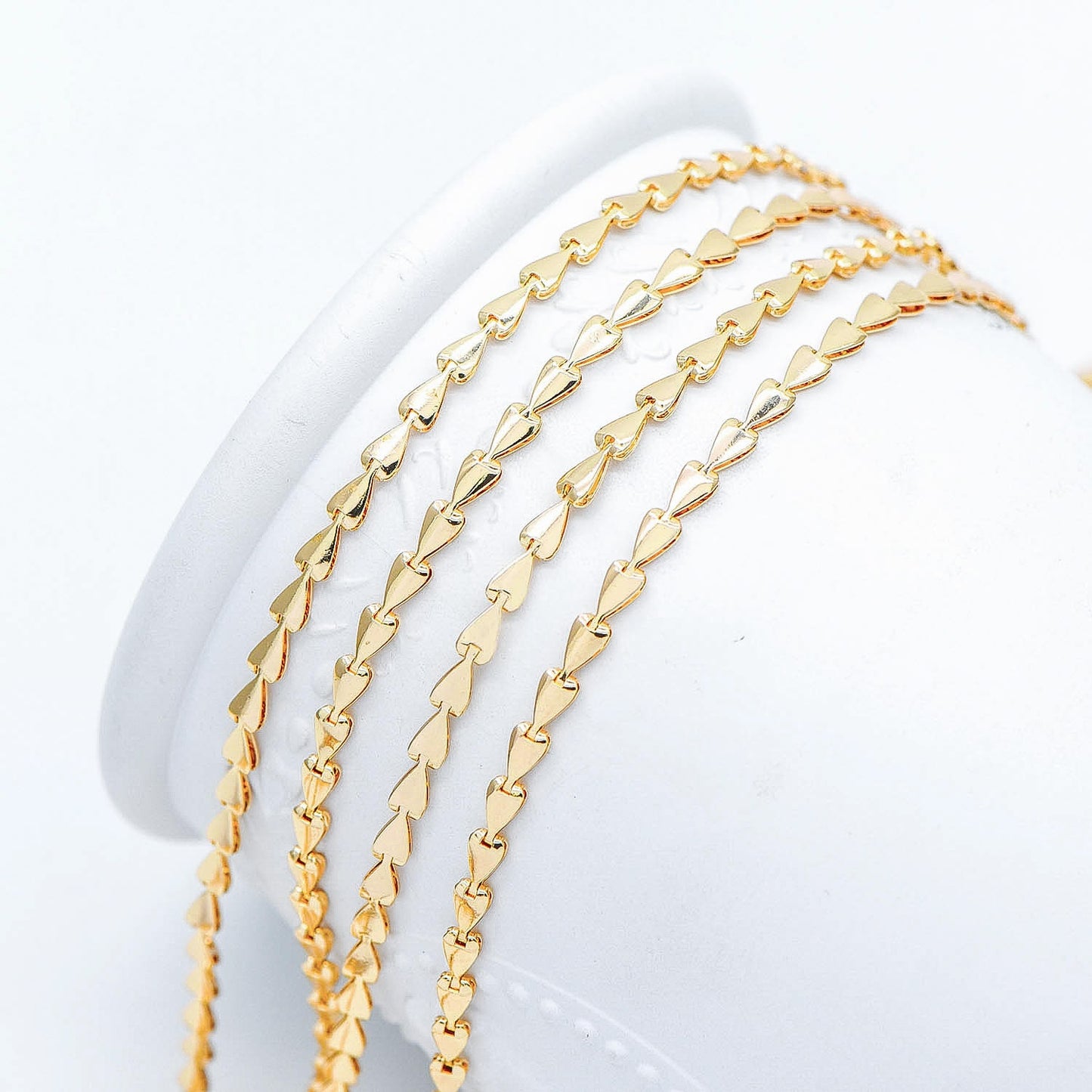 Gold/ Silver Tone Triangle Chain 3mm, Gold/ Rhodium plated Brass Arrow Chain, Quality Chain for DIY Jewelry (#LK-239)/ 1 Meter=3.3 ft
