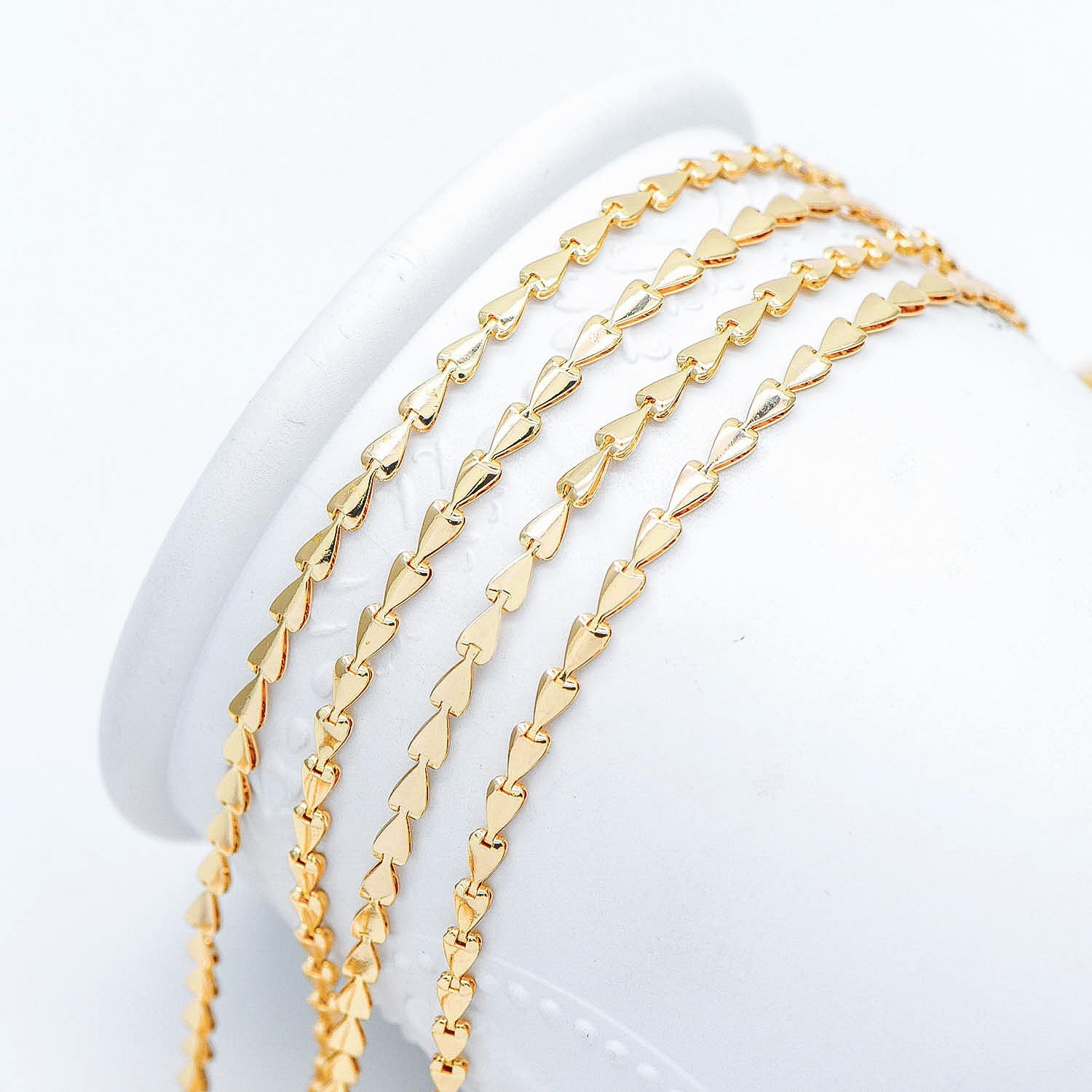 Gold/ Silver Tone Triangle Chain 3mm, Gold/ Rhodium plated Brass Arrow Chain, Quality Chain for DIY Jewelry (#LK-239)/ 1 Meter=3.3 ft