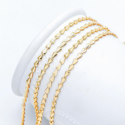 Gold/ Silver Tone Triangle Chain 3mm, Gold/ Rhodium plated Brass Arrow Chain, Quality Chain for DIY Jewelry (#LK-239)/ 1 Meter=3.3 ft