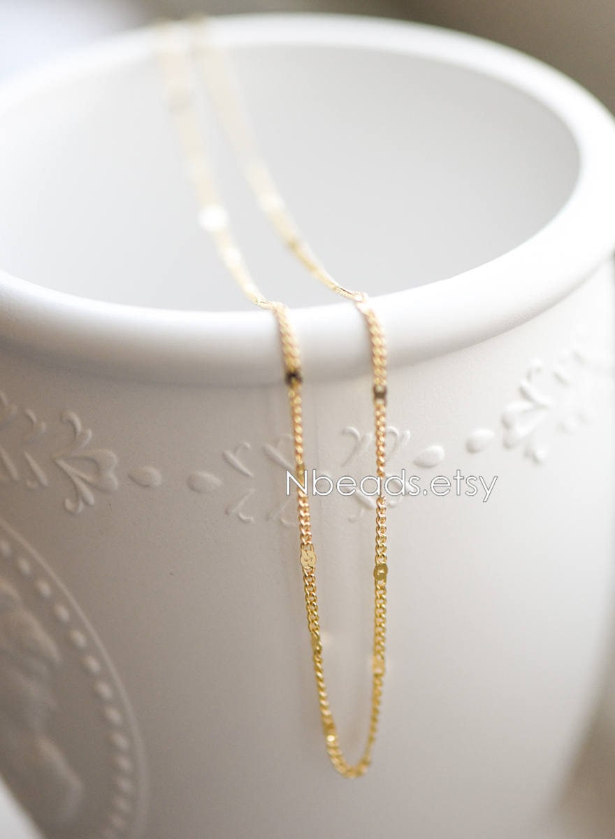 Dainty Gold/ Rhodium plated Brass Curb Chains, 1.3mm Delicate Thin Chains with 1.8mm Flat Links (#LK-128)/ 1 Meter=3.3 ft
