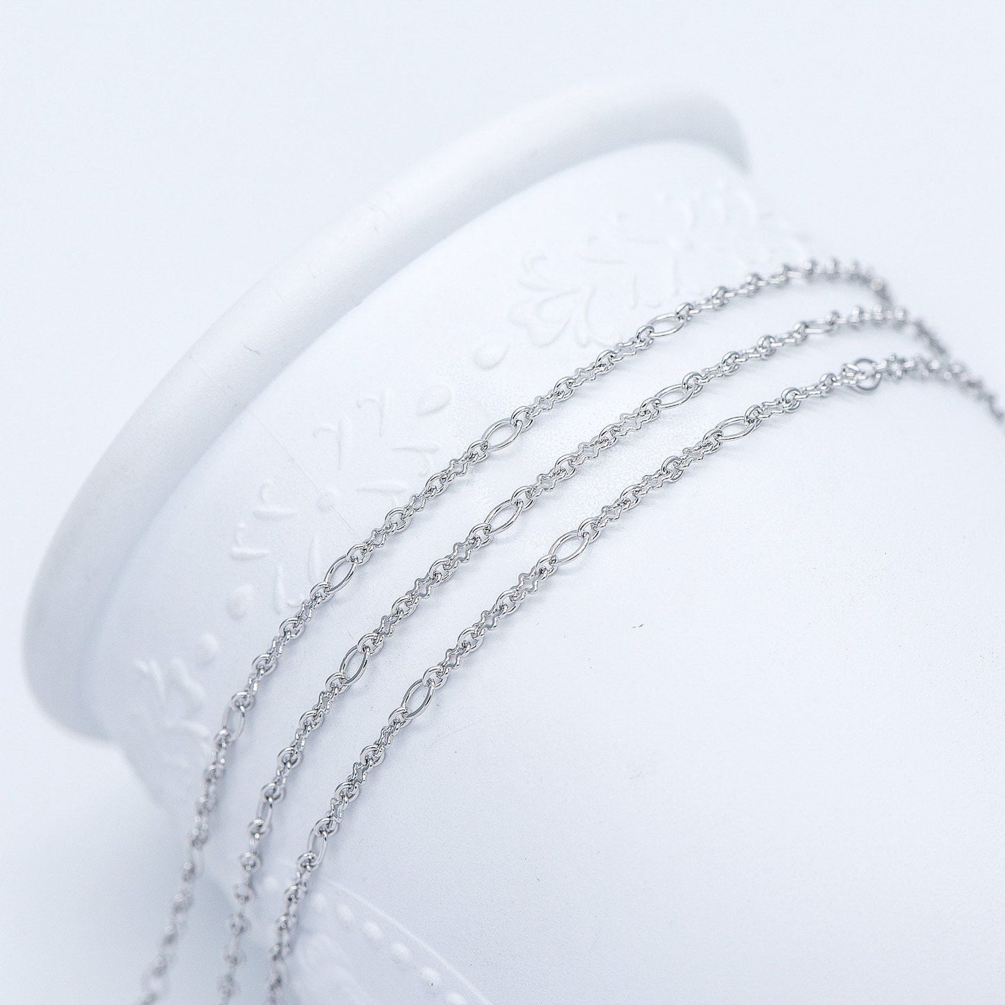 Rhodium plated Brass Link Chains 3mm (#LK-241-2)/ 1 Meter=3.3 ft