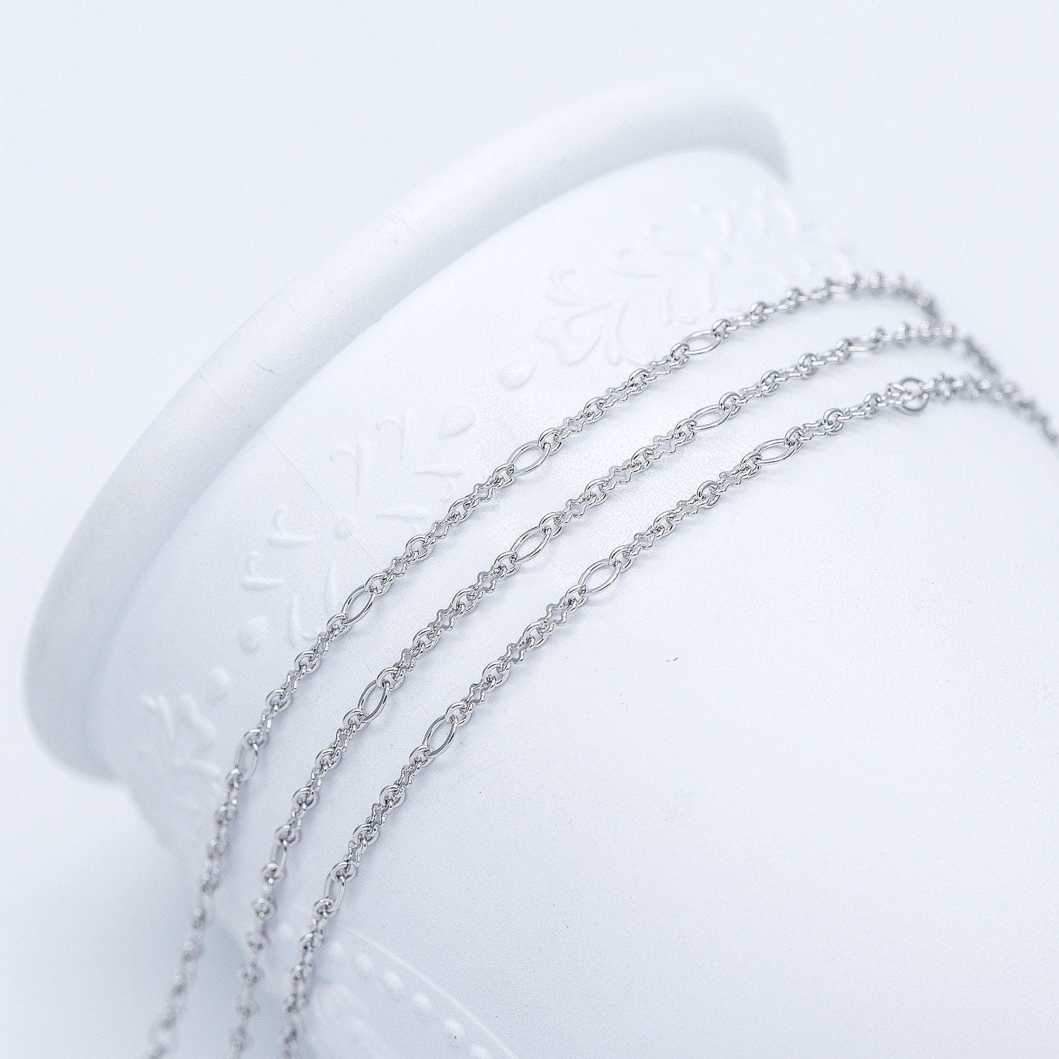 Rhodium plated Brass Link Chains 3mm (#LK-241-2)/ 1 Meter=3.3 ft