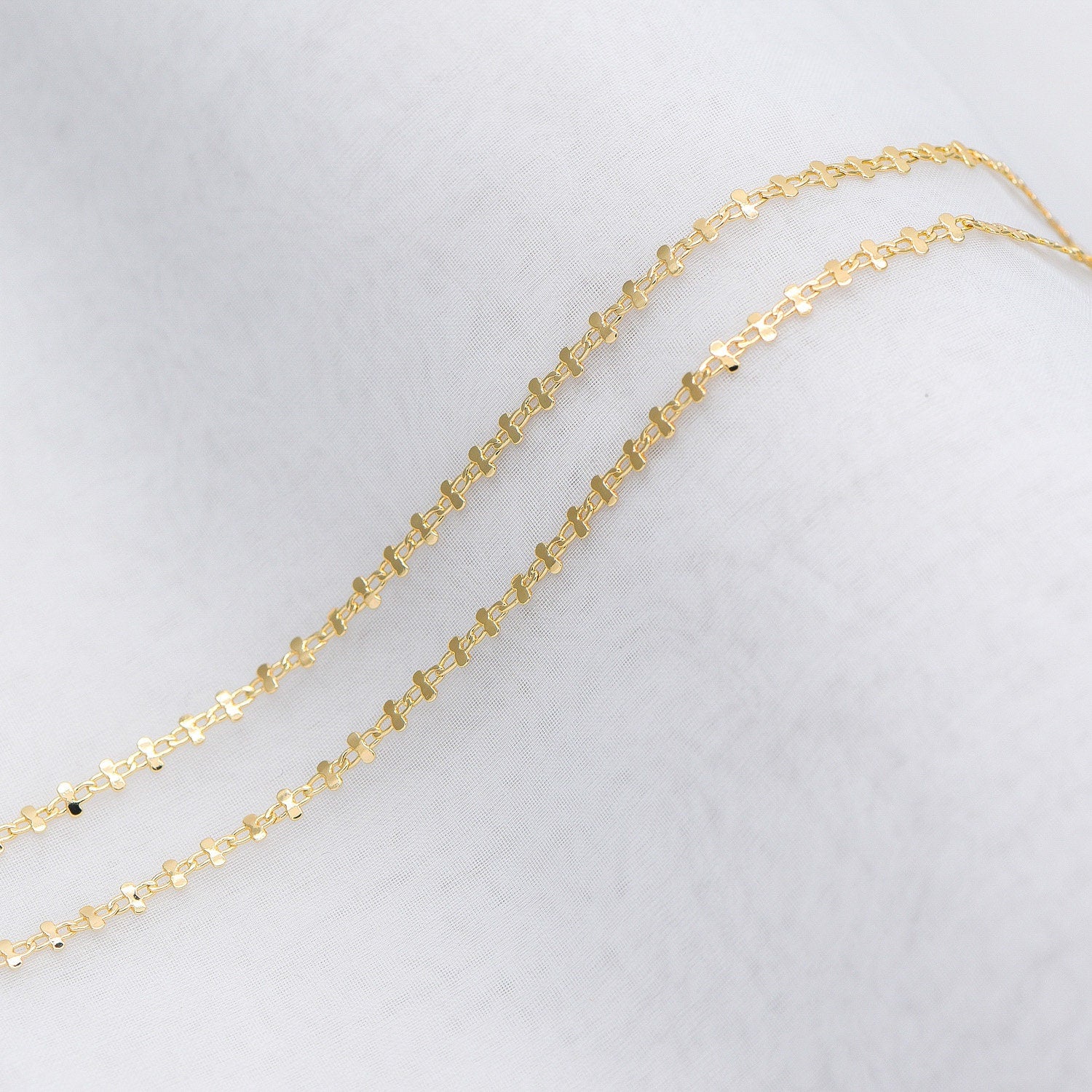 Gold plated Brass Link Chains 3.6mm, Floral Specialty Chains for DIY Necklace (#LK-242-1)/ 1 Meter=3.3 ft