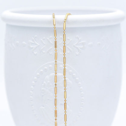 Gold Bar and Ball Chains 1.3mm, DIY Necklace Chain Wholesale (#LK-244-1)/ 1 Meter=3.3 ft