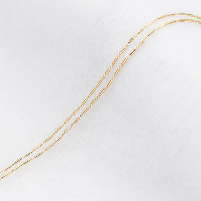 Gold Bar and Ball Chains 1.3mm, DIY Necklace Chain Wholesale (#LK-244-1)/ 1 Meter=3.3 ft