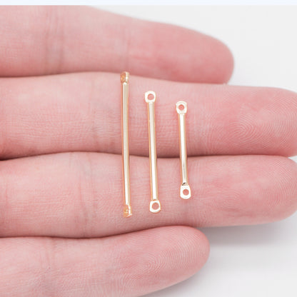 10pcs Gold/ Silver tone Tube Bar Connectors, Gold/ Rhodium plated Brass Stick Charm Pendants, 20/ 25/ 30/ 40mm Multi Size (GB-642)
