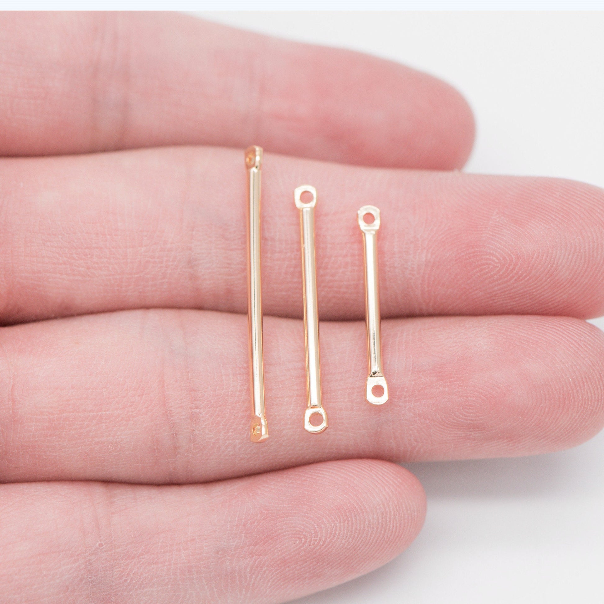 10pcs Gold/ Silver tone Tube Bar Connectors, Gold/ Rhodium plated Brass Stick Charm Pendants, 20/ 25/ 30/ 40mm Multi Size (GB-642)