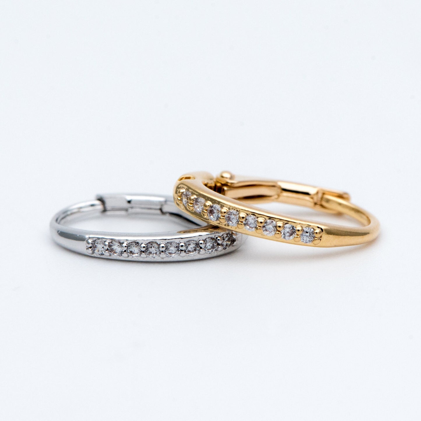 10pcs CZ Gold/ Silver tone Oval Leverback Ear Hooks 15x10mm, Gold/ Rhodium plated on Brass, Earring Hoop Components (GB-619)