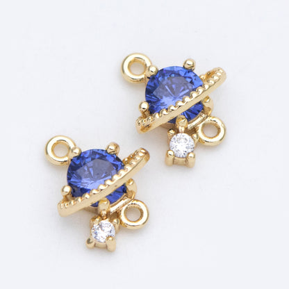 10pcs CZ Pave Saturn Charms 11x9mm, Gold plated Brass Saturn Pendants, Space Planet DIY Connectors (GB-689)