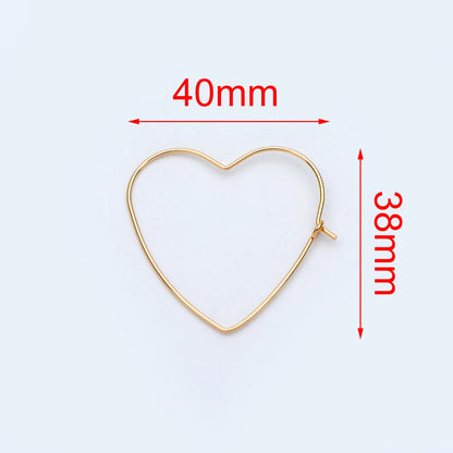 10pcs Gold/ Silver Tone Heart Earring Hoops, Geometric Earring Components (GB-698)