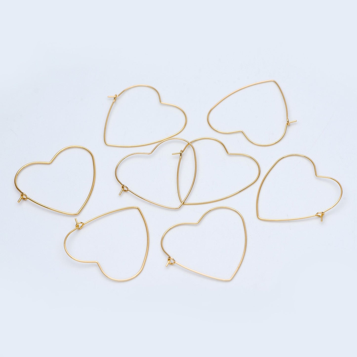 10pcs Gold/ Silver Tone Heart Earring Hoops, Geometric Earring Components (GB-698)