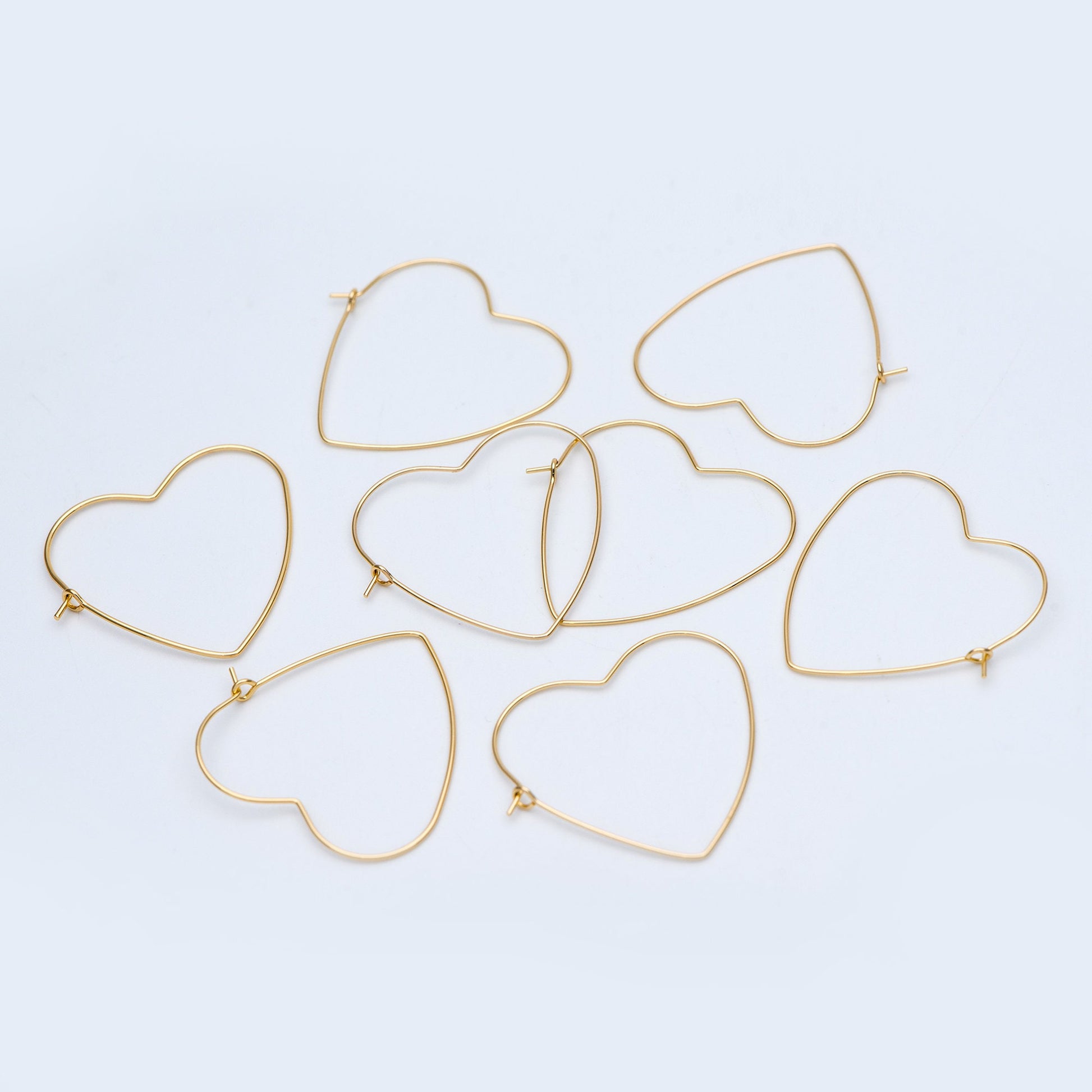 10pcs Gold/ Silver Tone Heart Earring Hoops, Geometric Earring Components (GB-698)