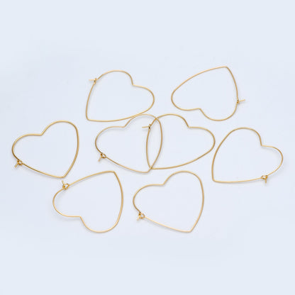 10pcs Gold/ Silver Tone Heart Earring Hoops, Geometric Earring Components (GB-698)