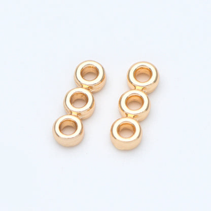 10pcs Gold Round Loop Charms 13x5mm, Multi Strand Ring Connectors, Geometric Hoop Pendants (GB-653)