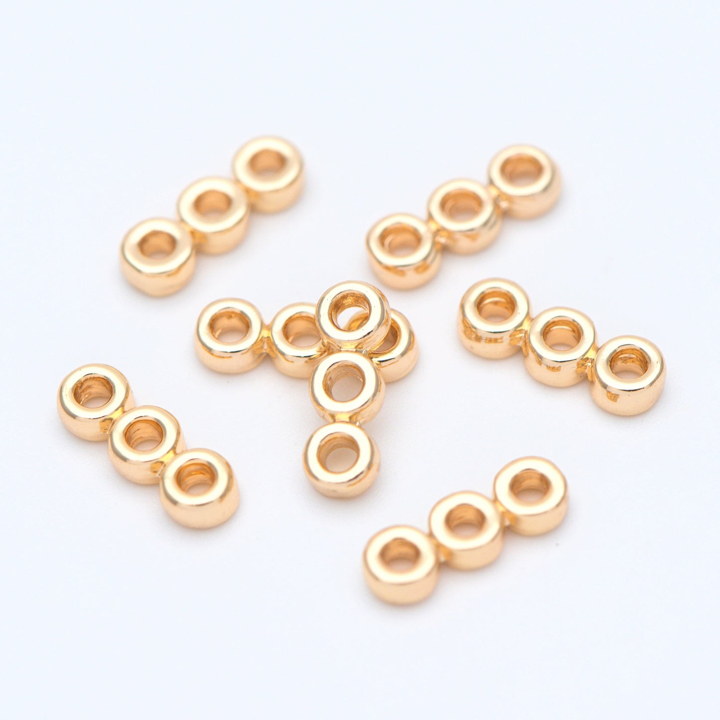 10pcs Gold Round Loop Charms 13x5mm, Multi Strand Ring Connectors, Geometric Hoop Pendants (GB-653)