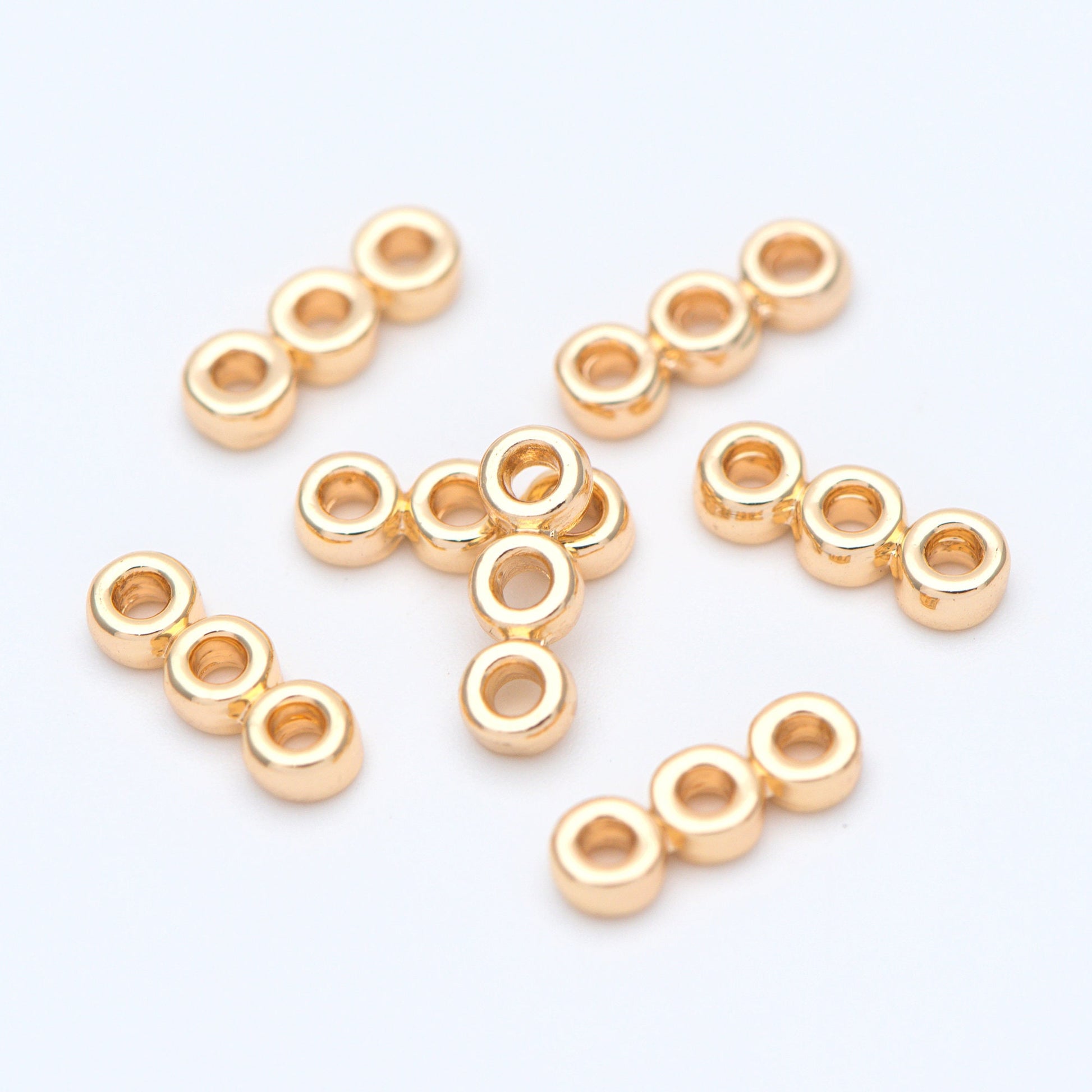 10pcs Gold Round Loop Charms 13x5mm, Multi Strand Ring Connectors, Geometric Hoop Pendants (GB-653)