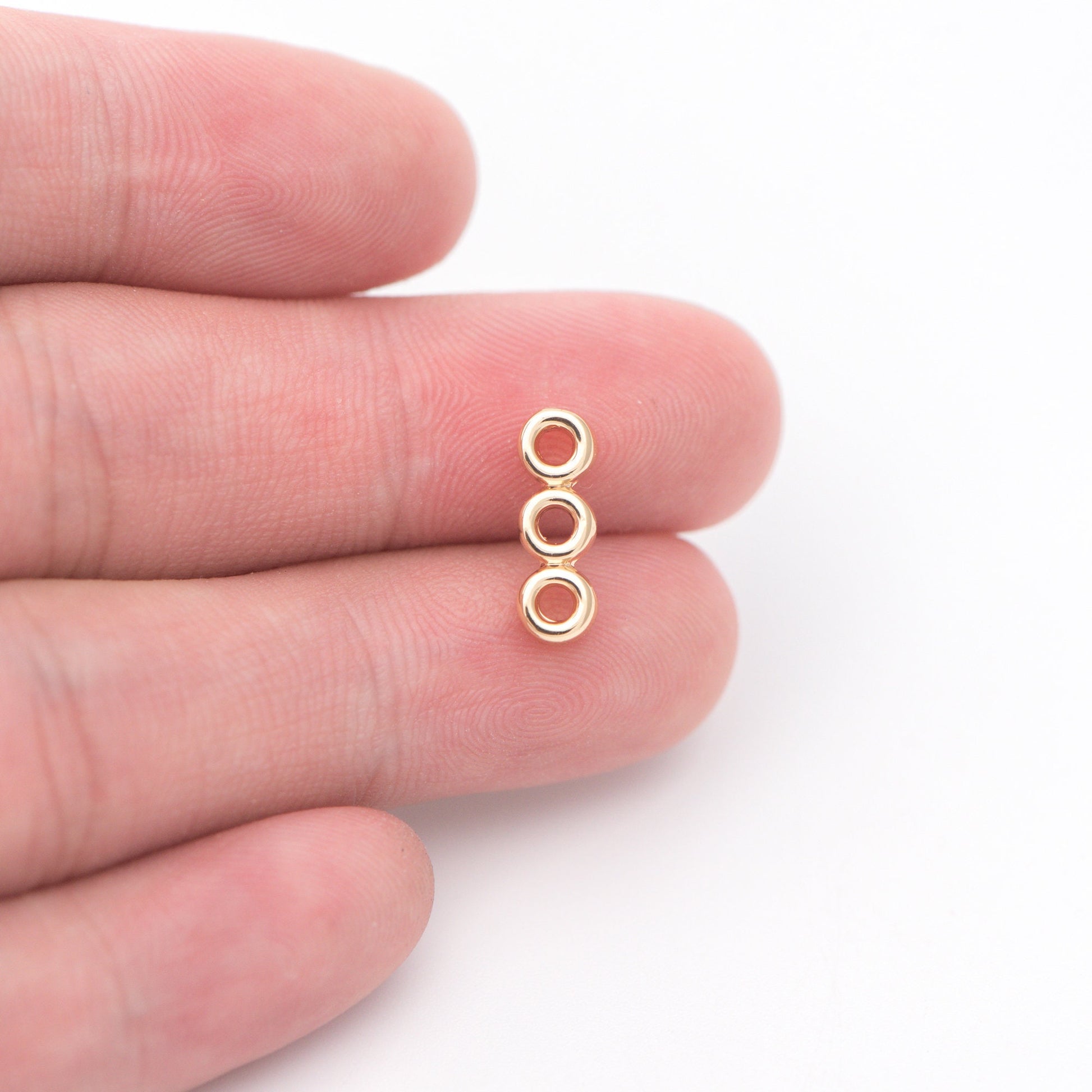 10pcs Gold Round Loop Charms 13x5mm, Multi Strand Ring Connectors, Geometric Hoop Pendants (GB-653)