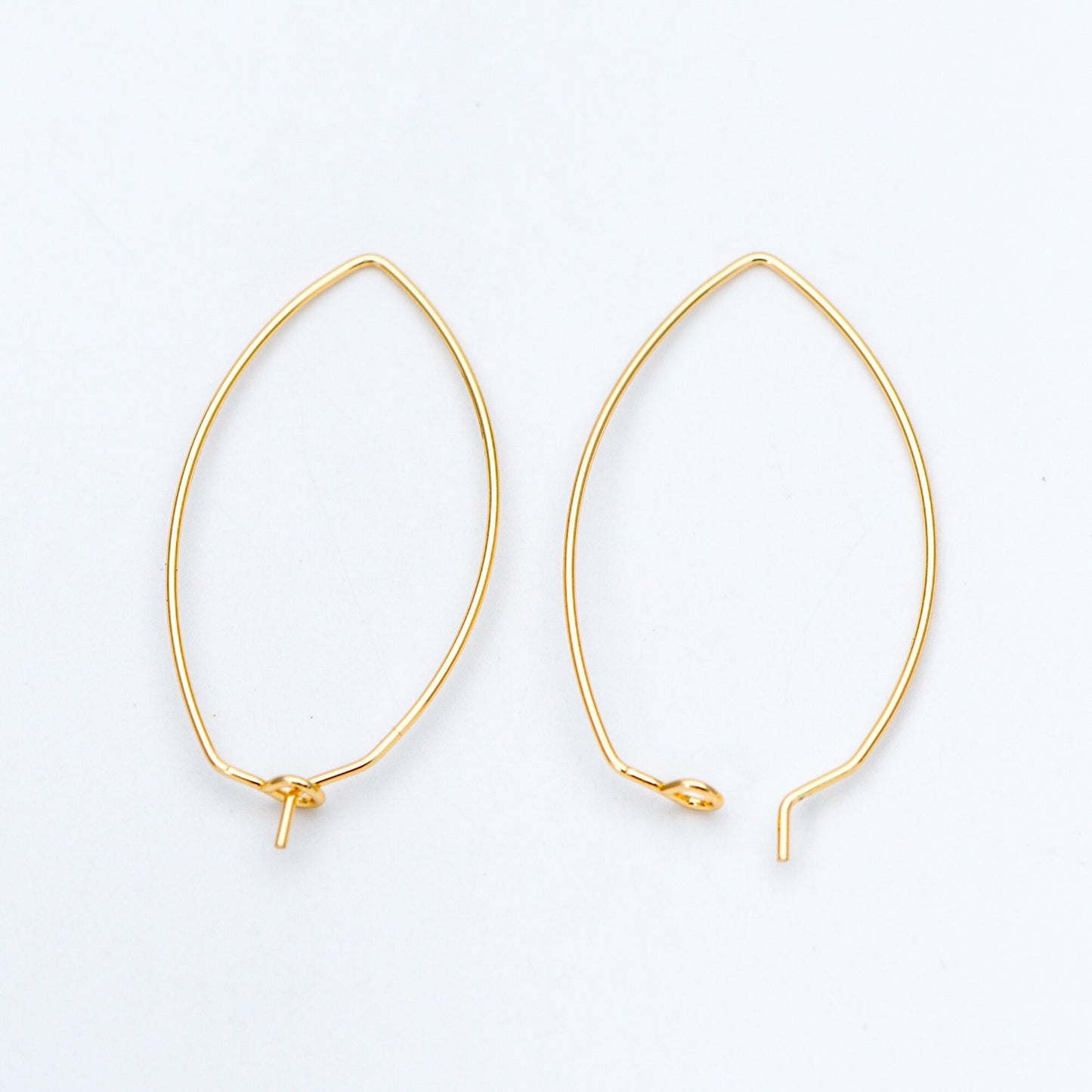 10pcs Gold/ Silver Tone Oval Hoop Ear Wire, Gold/ Rhodium plated Brass Threader Earrings (GB-659)