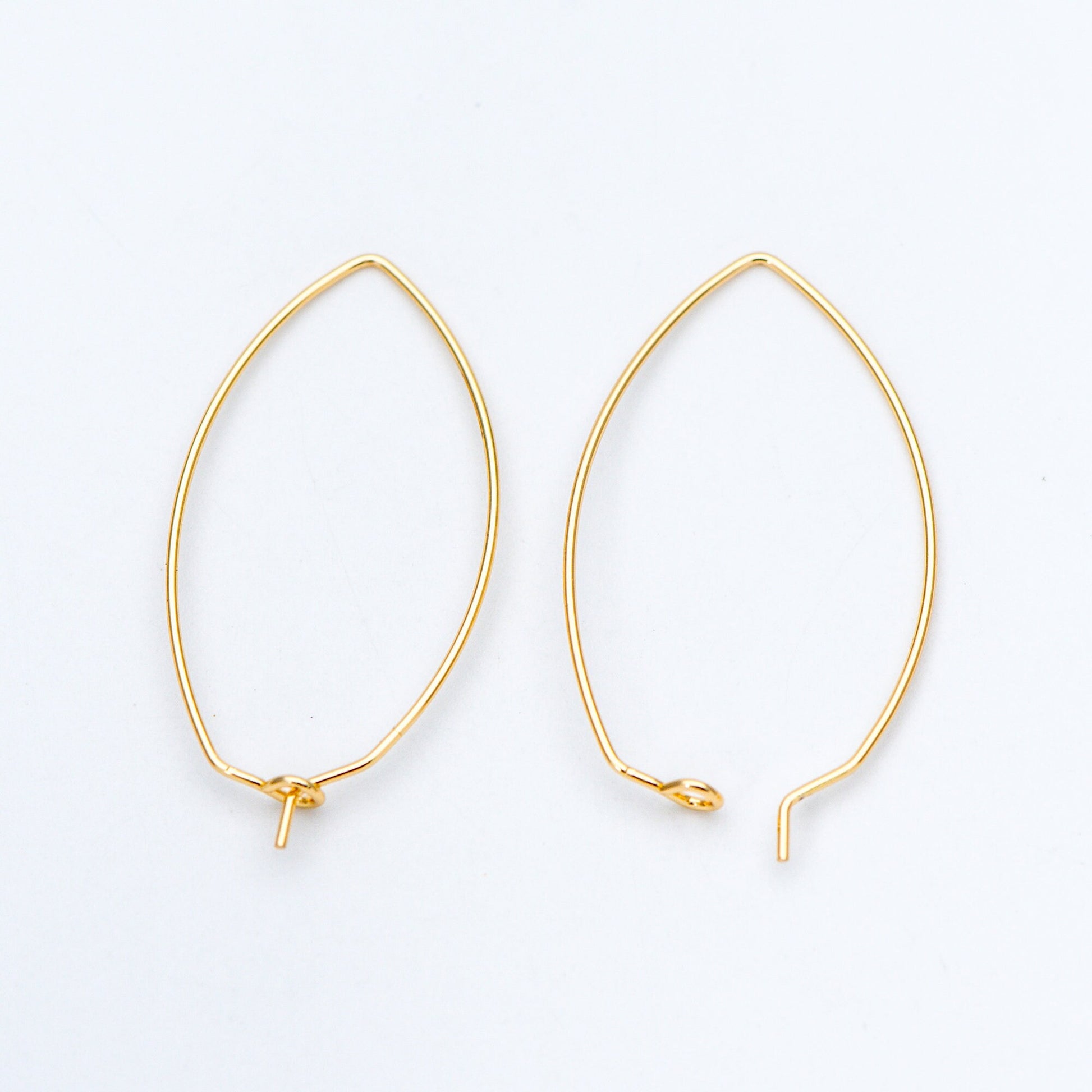10pcs Gold/ Silver Tone Oval Hoop Ear Wire, Gold/ Rhodium plated Brass Threader Earrings (GB-659)