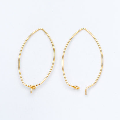 10pcs Gold/ Silver Tone Oval Hoop Ear Wire, Gold/ Rhodium plated Brass Threader Earrings (GB-659)