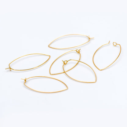 10pcs Gold/ Silver Tone Oval Hoop Ear Wire, Gold/ Rhodium plated Brass Threader Earrings (GB-659)
