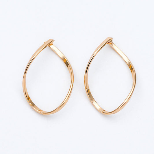 10pcs Gold Wire Hoop Charms 28x19mm, Gold plated Brass Twist Earring Pendants (GB-660)