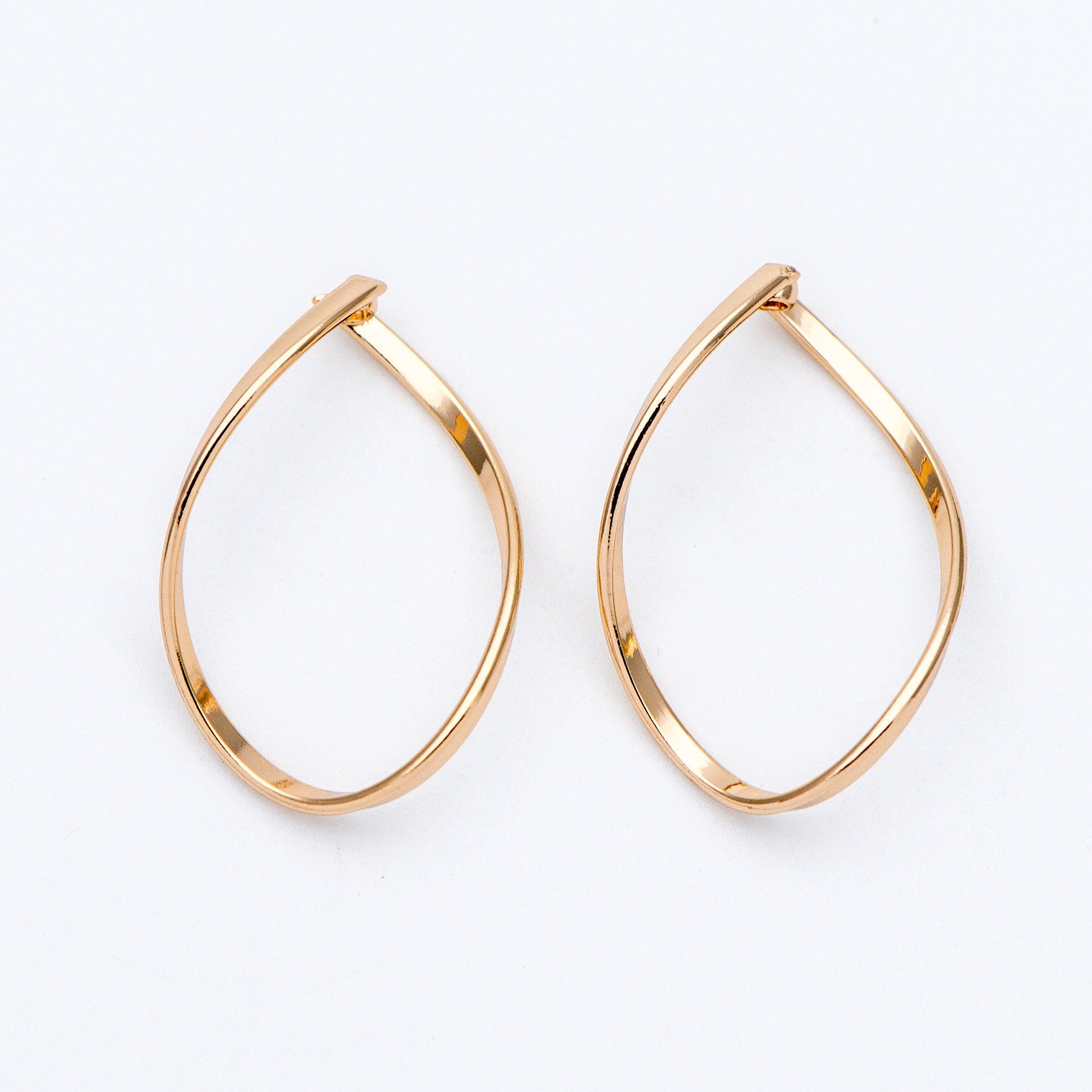 10pcs Gold Wire Hoop Charms 28x19mm, Gold plated Brass Twist Earring Pendants (GB-660)