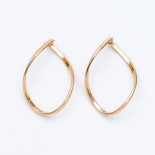 10pcs Gold Wire Hoop Charms 28x19mm, Gold plated Brass Twist Earring Pendants (GB-660)