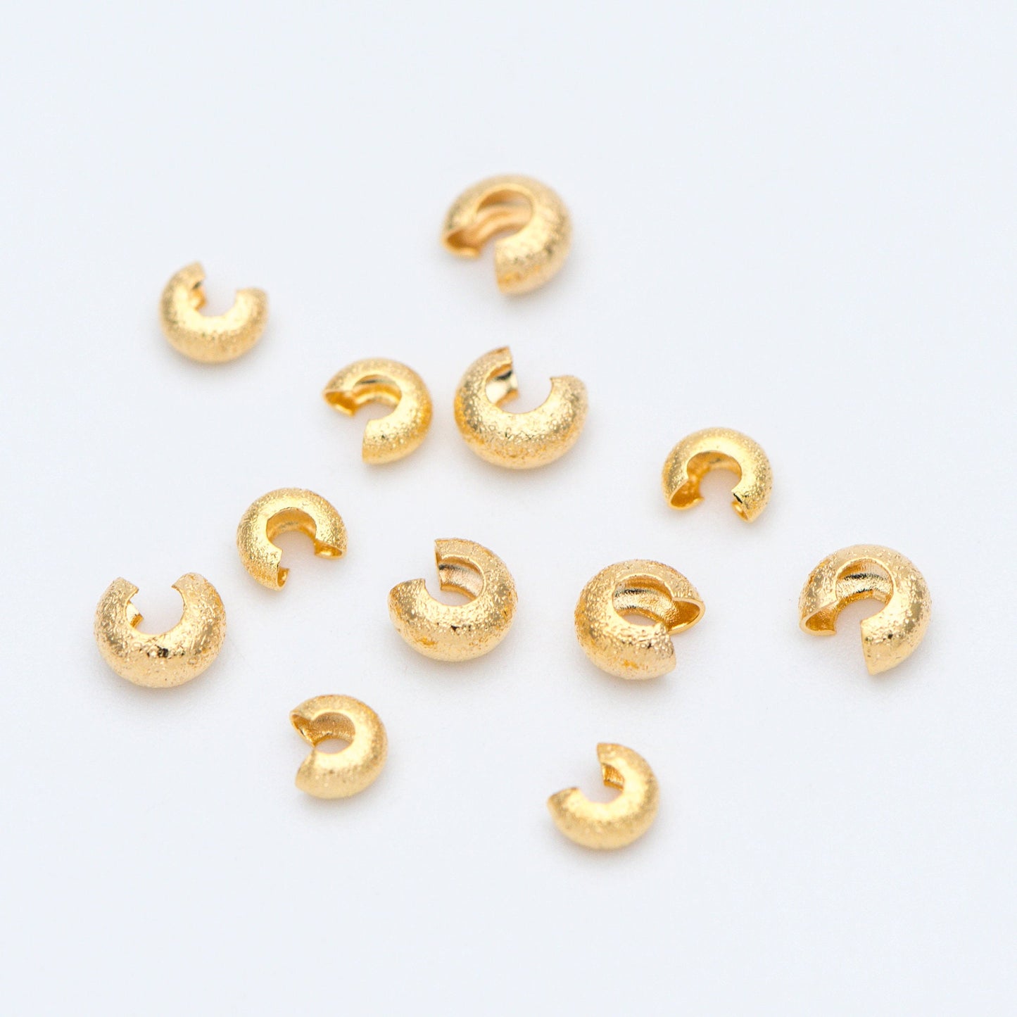 20pcs Gold Crimp Bead Covers, 18K Gold plated Brass, Conceal Crimp Ends 4/ 5mm (GB-661)