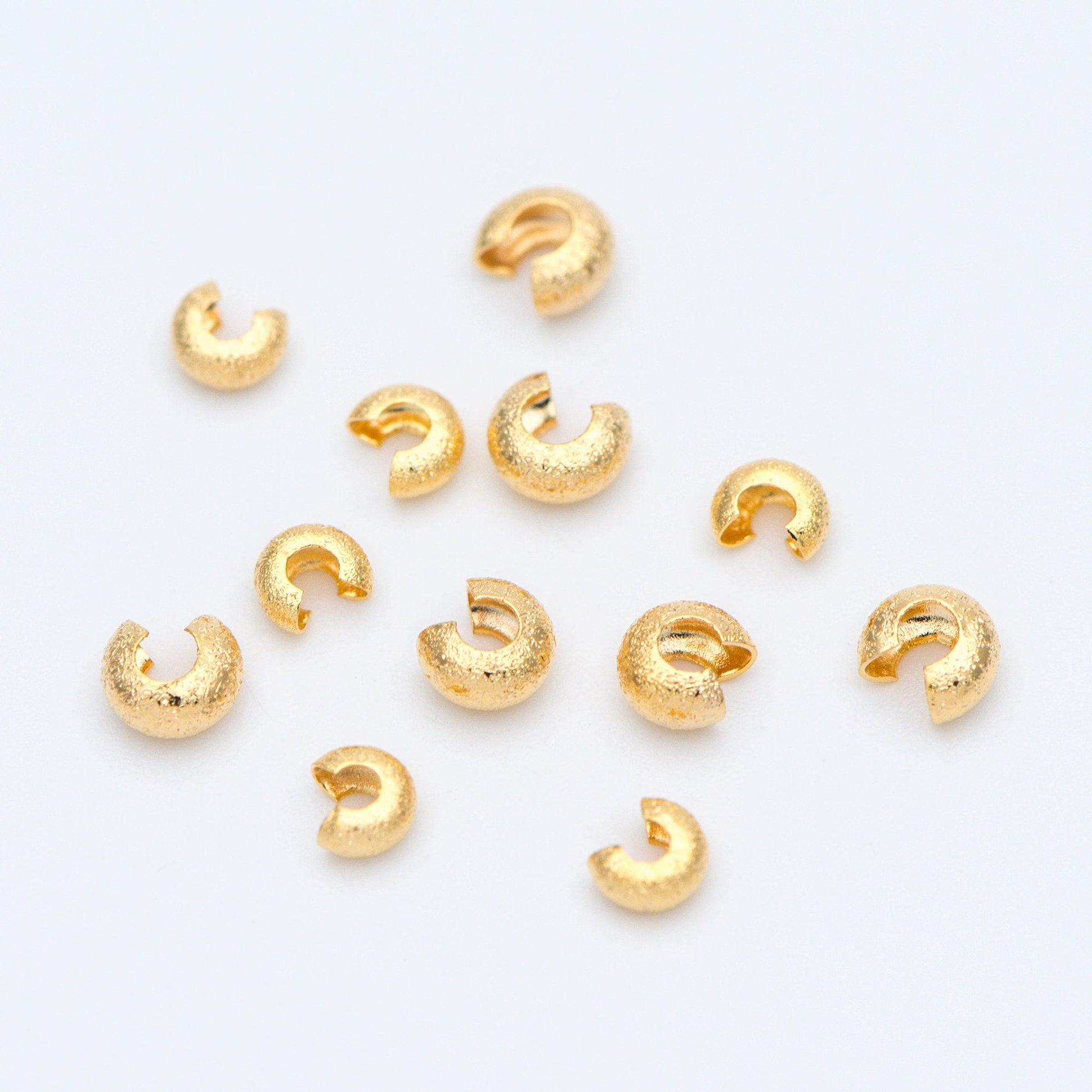 20pcs Gold Crimp Bead Covers, 18K Gold plated Brass, Conceal Crimp Ends 4/ 5mm (GB-661)