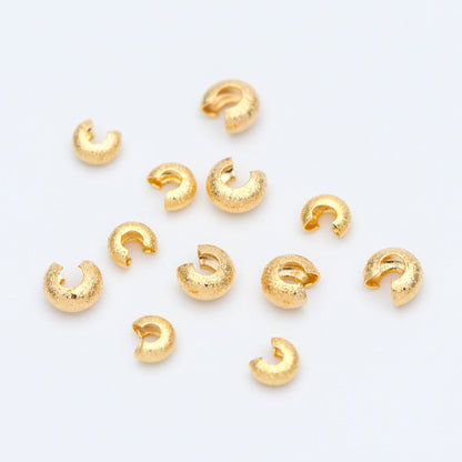 20pcs Gold Crimp Bead Covers, 18K Gold plated Brass, Conceal Crimp Ends 4/ 5mm (GB-661)