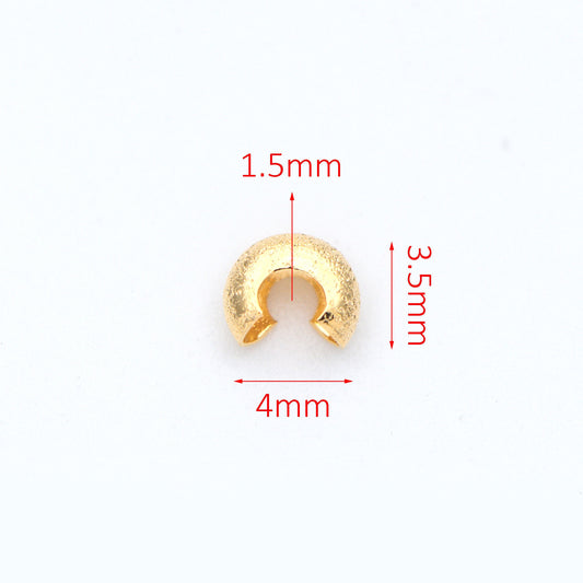 20pcs Gold Crimp Bead Covers, 18K Gold plated Brass, Conceal Crimp Ends 4/ 5mm (GB-661)