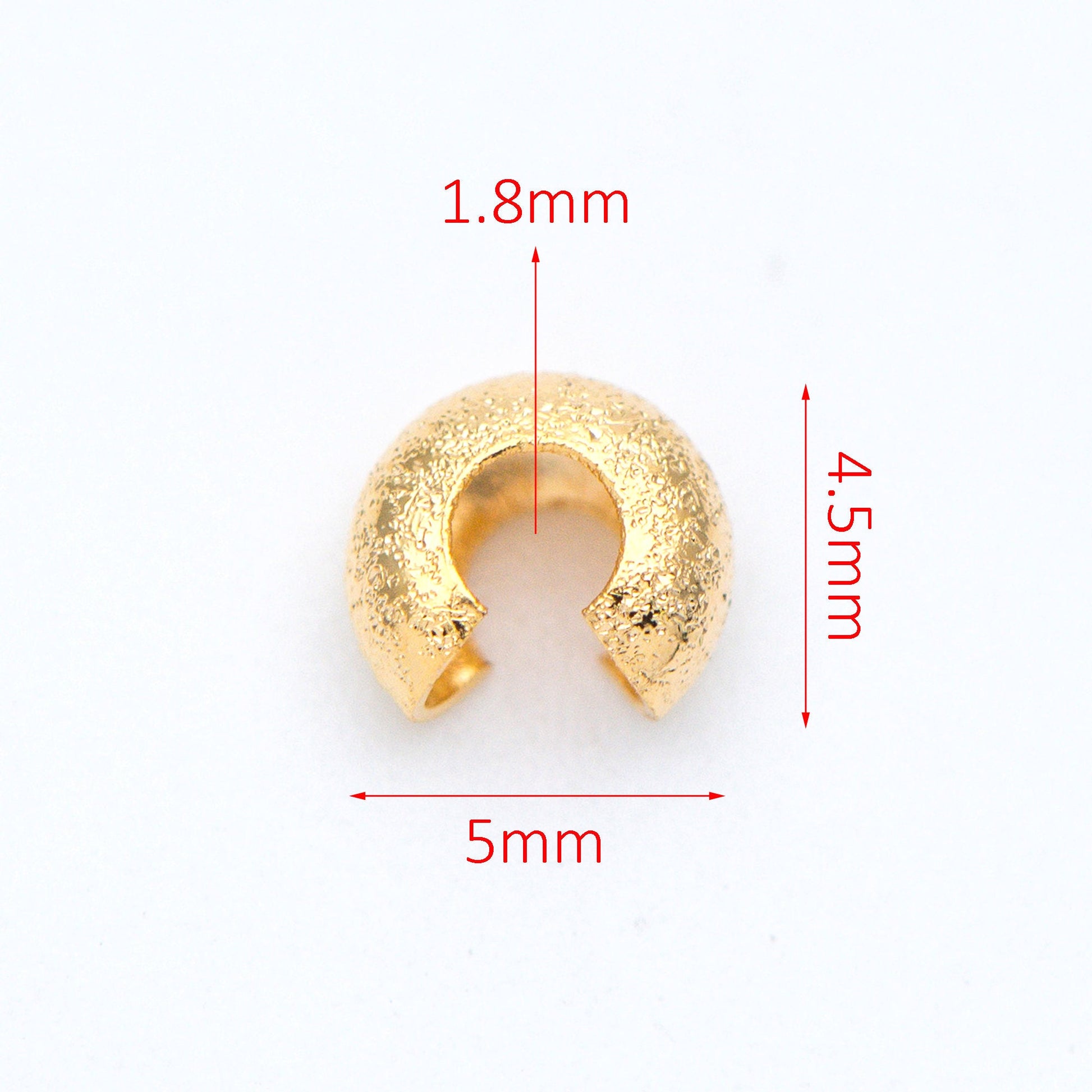 20pcs Gold Crimp Bead Covers, 18K Gold plated Brass, Conceal Crimp Ends 4/ 5mm (GB-661)