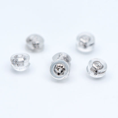 20pcs Gold /Silver tone Ear Nuts 5mm, Earring Back Stoppers with Rubber Covers, DIY Earring Findings Wholesale (#GB-651-E)