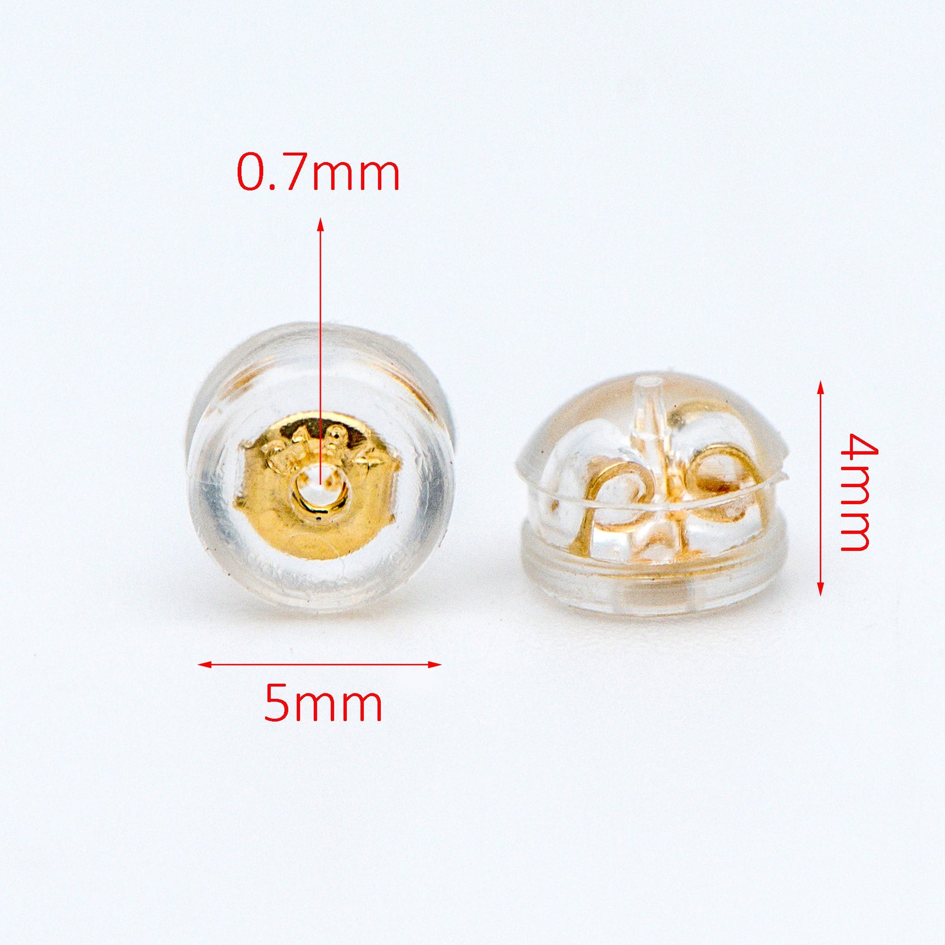 20pcs Gold /Silver tone Ear Nuts 5mm, Earring Back Stoppers with Rubber Covers, DIY Earring Findings Wholesale (#GB-651-E)
