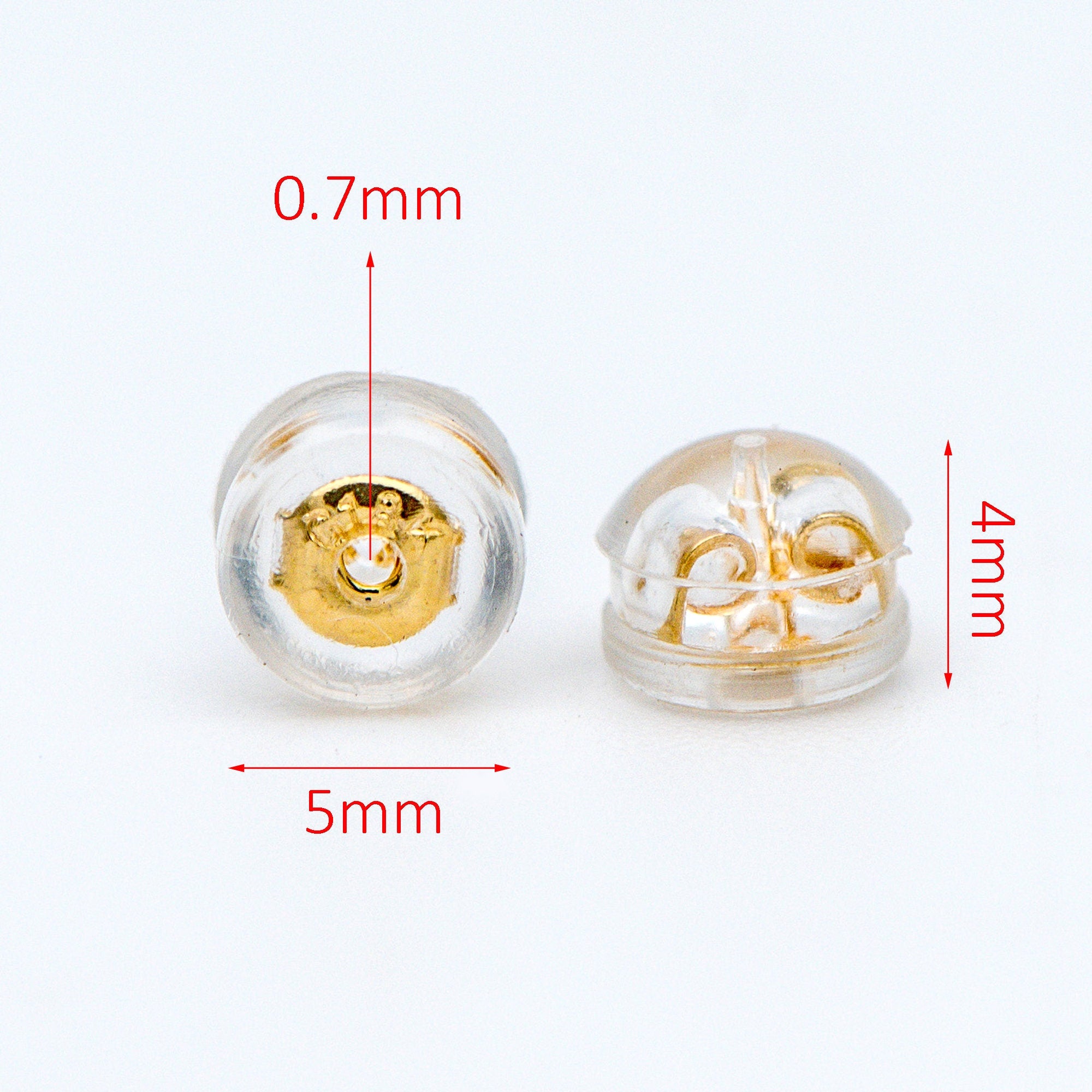 20pcs Gold /Silver tone Ear Nuts 5mm, Earring Back Stoppers with Rubber Covers, DIY Earring Findings Wholesale (#GB-651-E)