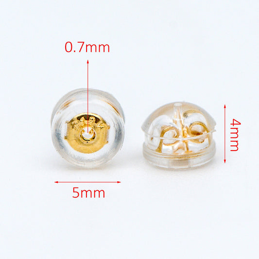 20pcs Gold /Silver tone Ear Nuts 5mm, Earring Back Stoppers with Rubber Covers, DIY Earring Findings Wholesale (#GB-651-E)