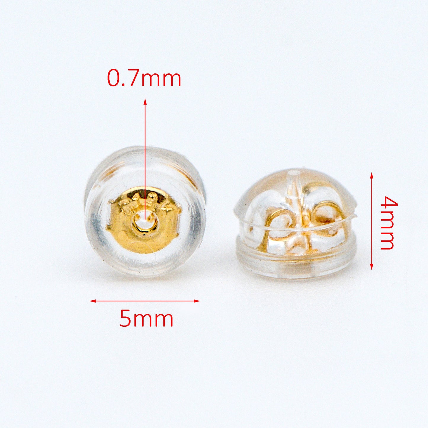 20pcs Gold /Silver tone Ear Nuts 5mm, Earring Back Stoppers with Rubber Covers, DIY Earring Findings Wholesale (#GB-651-E)