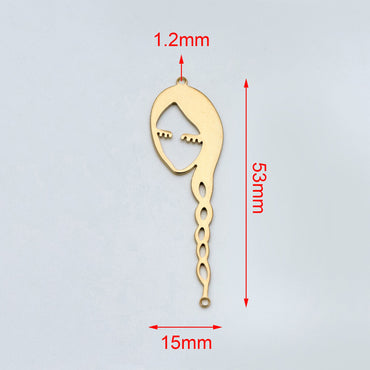 10pcs Raw Brass Face Outline Charms, Vintage Styled Face Pendants Wholesale (RB-141)