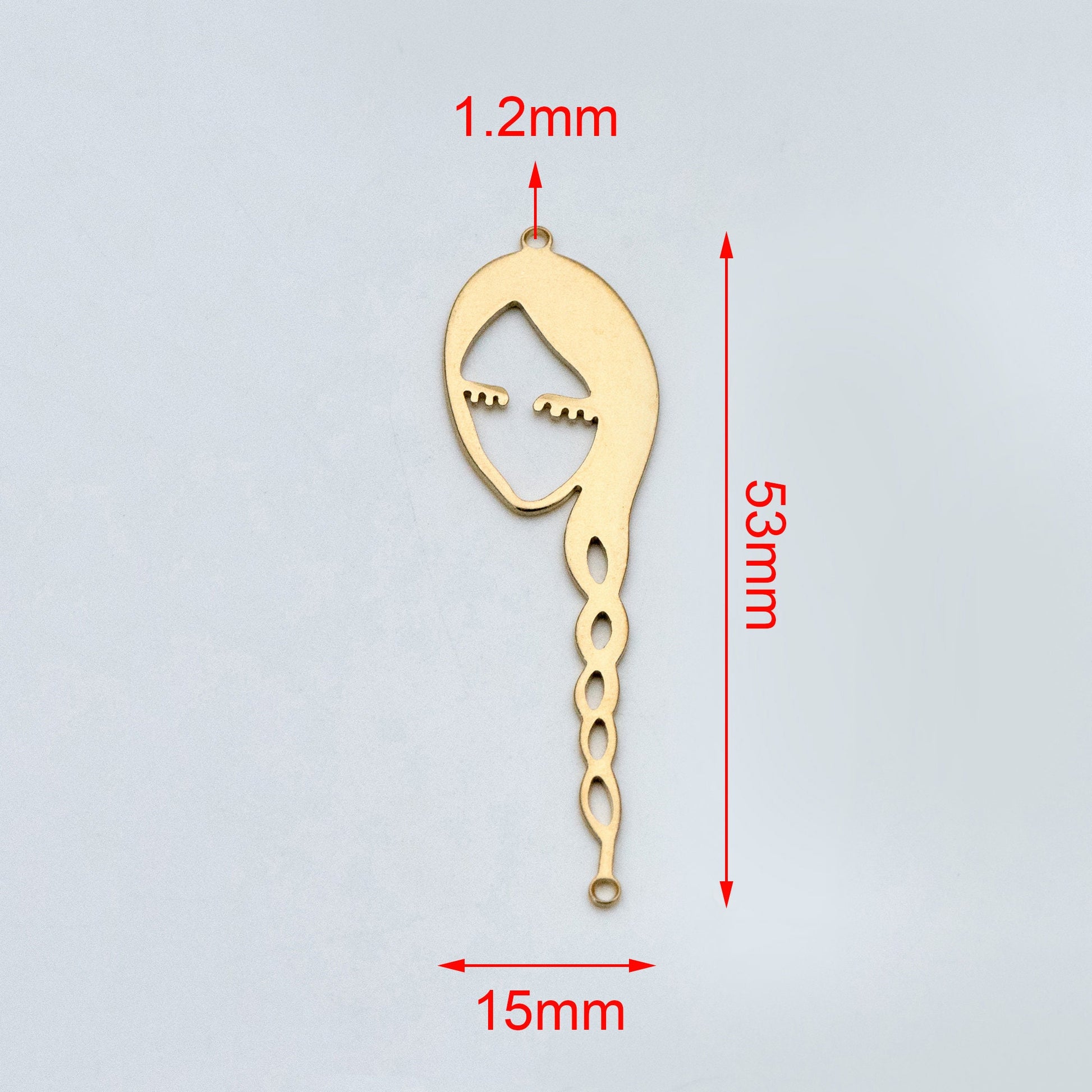 10pcs Raw Brass Face Outline Charms, Vintage Styled Face Pendants Wholesale (RB-141)