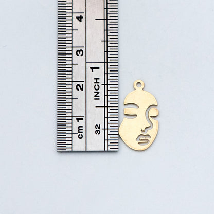 10pcs Raw Brass Face Outline Charms 20/ 34mm, Vintage Styled Face Pendants Wholesale (RB-144)