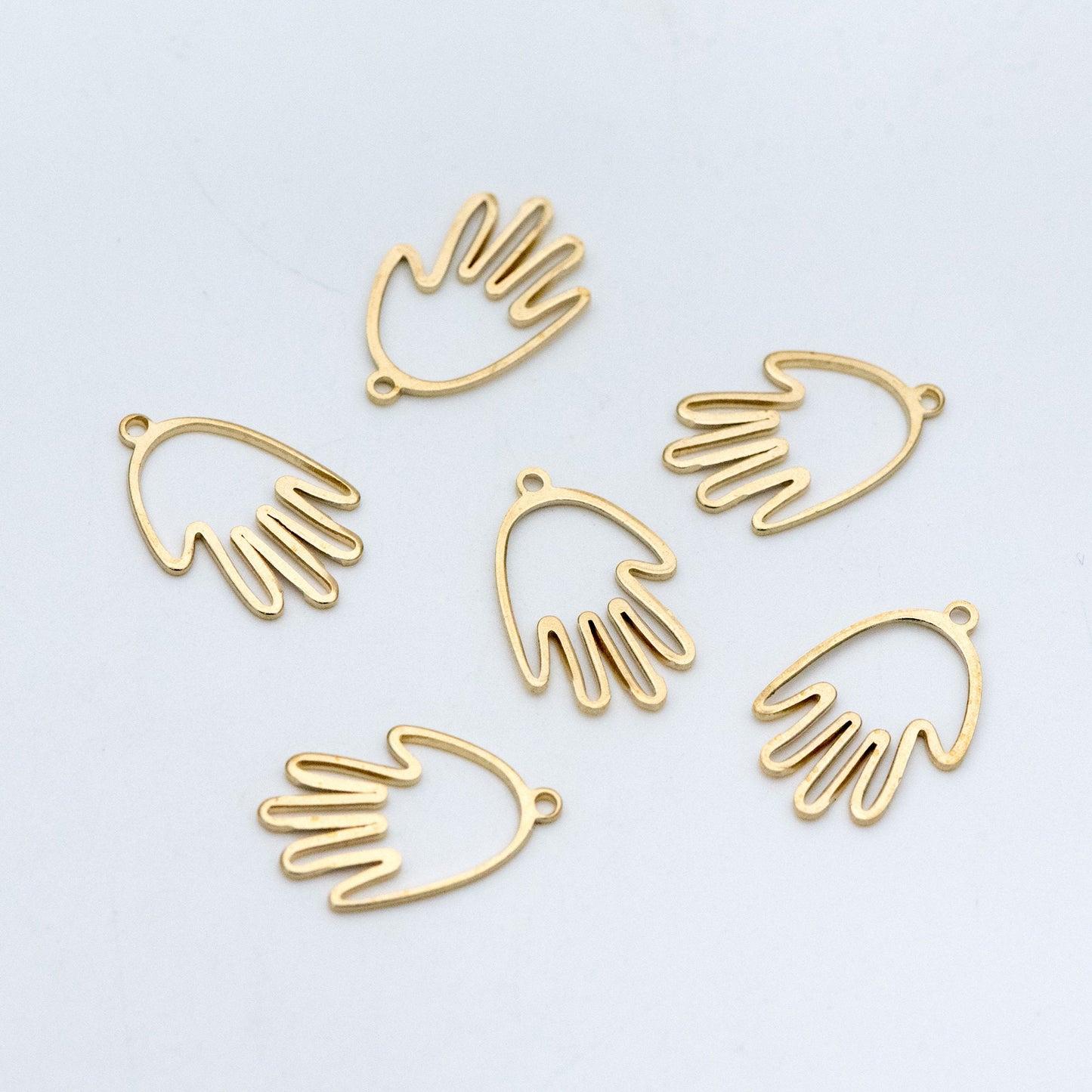 20pcs Raw Brass Hand Charm 20x14mm, Yellow Brass Gesture Pendants, Brass Findings Wholesale (RB-145)