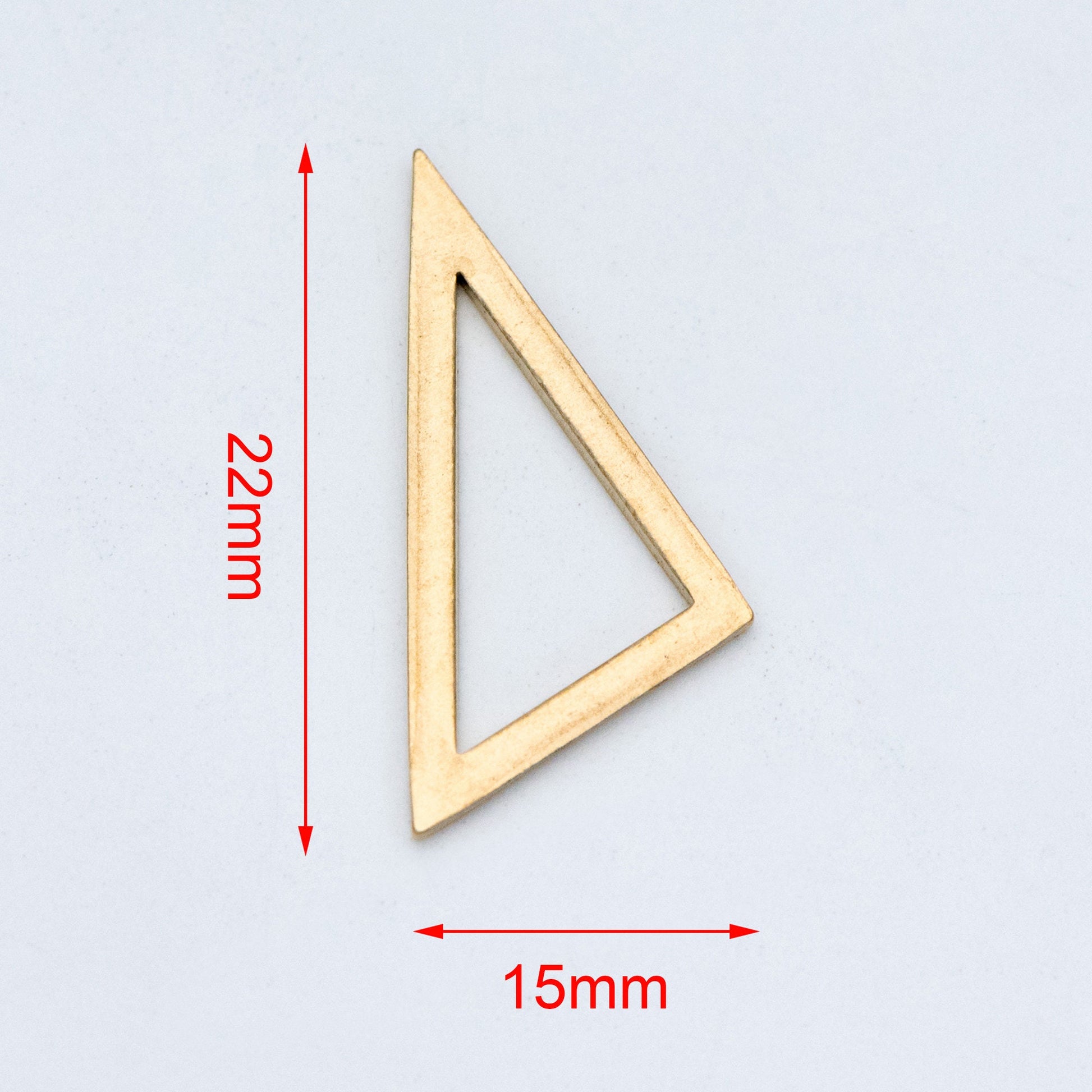 20pcs Raw Brass Triangle Pendants 22x15mm, Geometric Link Charms (RB-115)