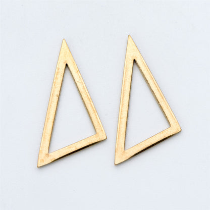 20pcs Raw Brass Triangle Pendants 22x15mm, Geometric Link Charms (RB-115)